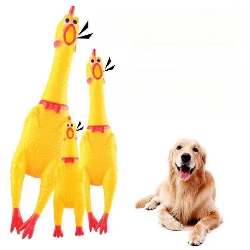 Squeaky Screaming Chicken Pet Toy Funny Molar Chew Rubber Toy Small Large Dogpet Squeaker Chew Toys Funny Chicken Puppy1Pcs