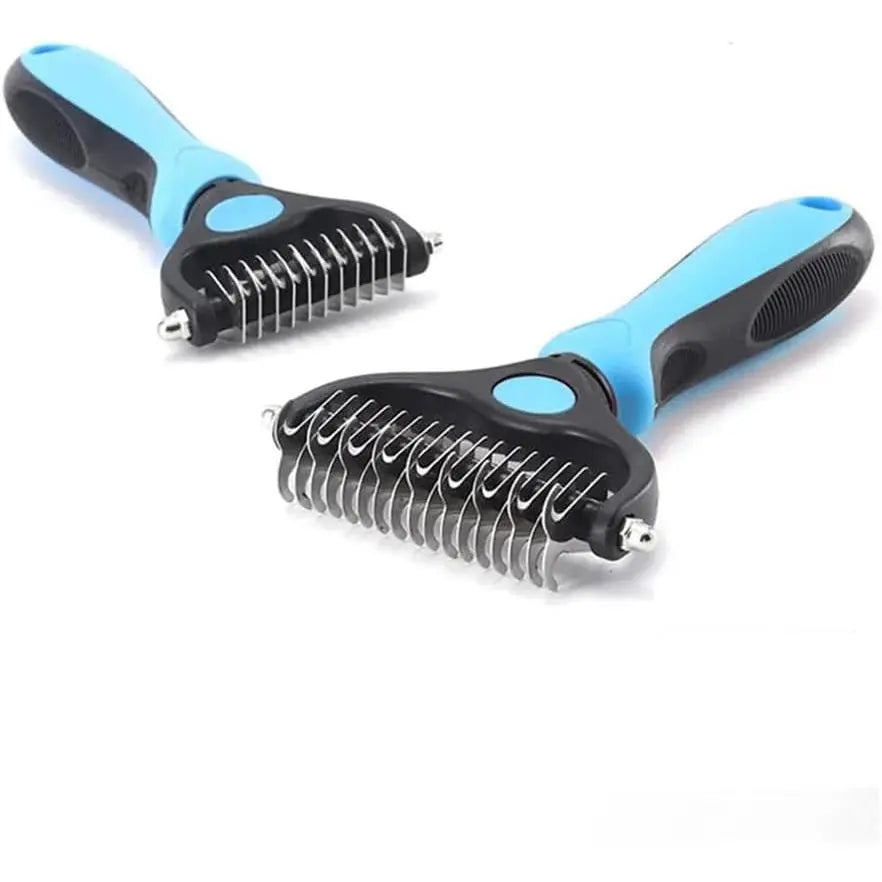 Stainless Steel Double-Sided Pet Detangling Comb for Dogs and Cats - Grooming Shedding Brush with Optimal Blade Spacing for Effective Matting and Fur Removal