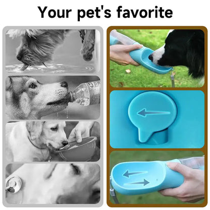Portable Water Bottle for Dogs, 3 in 1 Pet Travel Bowl Dispenser with Food Treat Container & Poop Bag Holder, Summer Outdoor Walking Hiking Accessories for Large Dog on the Go - Blue, 20Oz#Summervibes