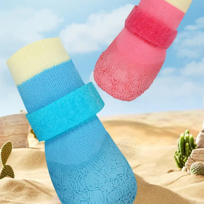 Seasonal Pet Shoes Waterproof Socks for Dogs, Silicone Rain Boots Anti-Slip Wear-Resistant Outdoor Sports outside Dog Foot Covers Paws Pad, 4 Pairs Set