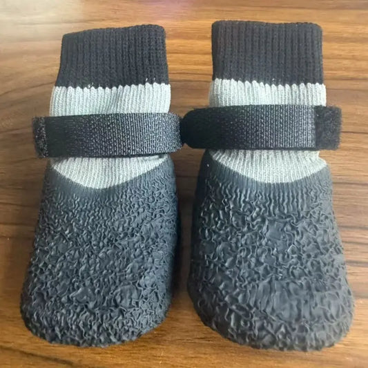 Seasonal Pet Shoes Waterproof Socks for Dogs, Silicone Rain Boots Anti-Slip Wear-Resistant Outdoor Sports outside Dog Foot Covers Paws Pad, 4 Pairs Set