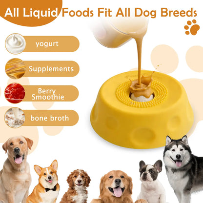 Pawpace Multi-Functional Dog Bowl - Slow Feeder and Lick Bowl with Ball for Oral Hygiene, Featuring 8 Suction Cups for Mess-Free Liquid Treat Enrichment
