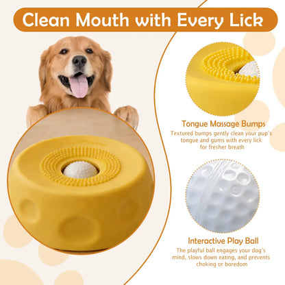 Pawpace Multi-Functional Dog Bowl - Slow Feeder and Lick Bowl with Ball for Oral Hygiene, Featuring 8 Suction Cups for Mess-Free Liquid Treat Enrichment