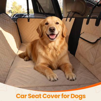 VALUXE Dog Car Seat Cover for Large Dogs, Full-Cover Waterproof Back Seat Protector, Foldable, Beige/Black Summervibes Petlovers