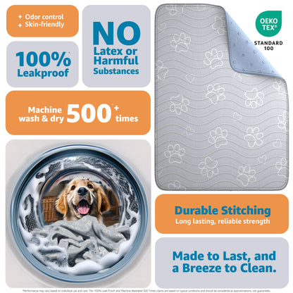 Improvia Washable Puppy Pads – Reusable Extra Absorbent Dog Training & Whelping Pads – Waterproof Floor Protection for Dogs – Made up of Polyester Blend - Leakproof Quick Drying Potty Pad - Available in 4 Sizes