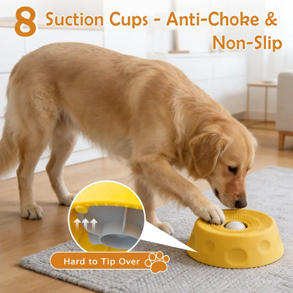 Pawpace Multi-Functional Dog Bowl - Slow Feeder and Lick Bowl with Ball for Oral Hygiene, Featuring 8 Suction Cups for Mess-Free Liquid Treat Enrichment